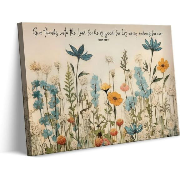 Christian Floral Scripture Canvas poster Wall Art Wildflower Bible Verse Wall Decor Picture Psalm Religious Faith Art Poster Print for Living Room Bedroom Decoration