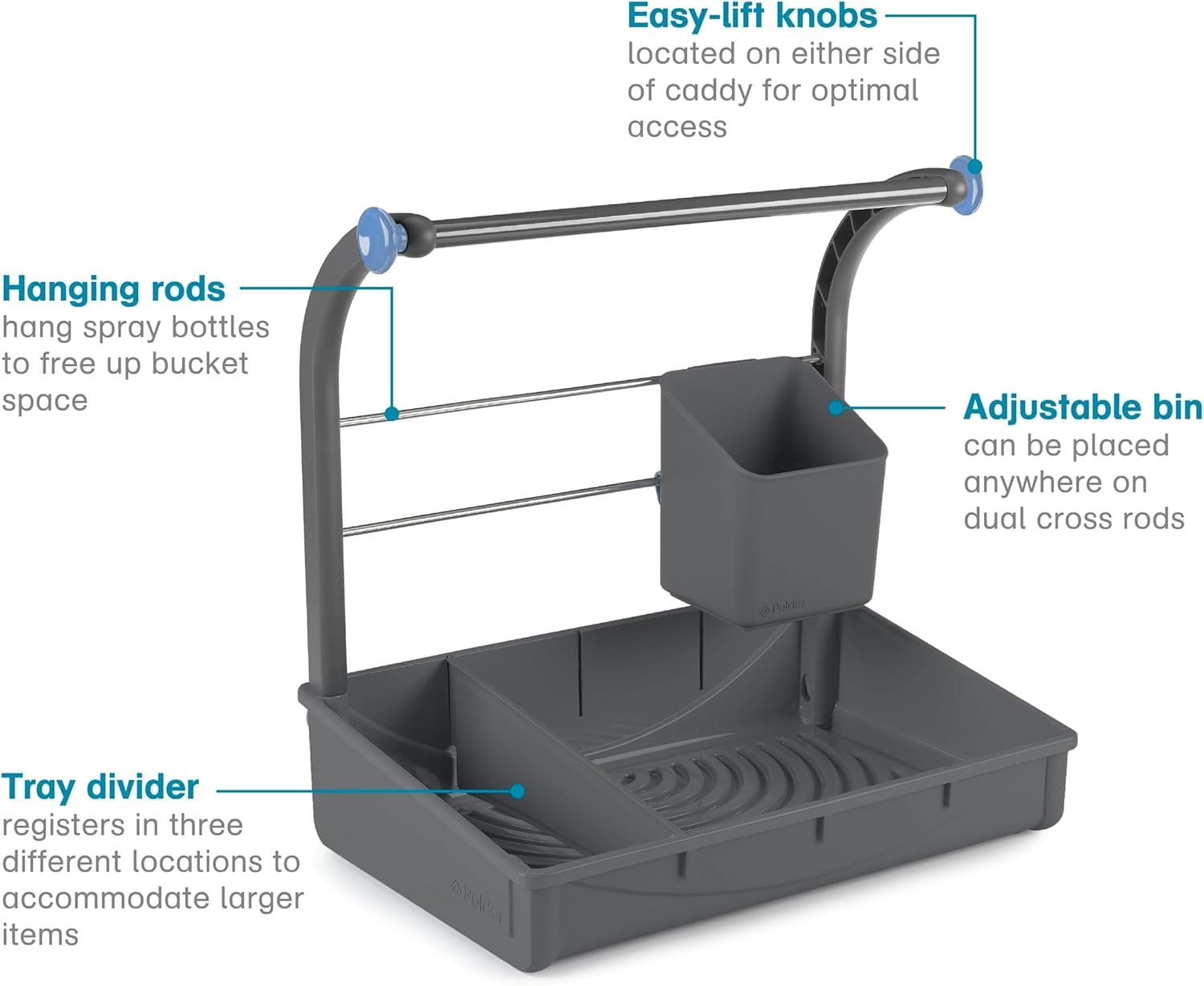 Polder Under Sink Storage Caddy, Kitchen and Bathroom Organization and Storage with Tray, Easy-to-Assemble, 16.75" x 10.5" x 16.5"