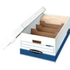 Bankers Box, FEL0083201, Extra-strength Divider Storage Box, 12 / Carton, White,Blue