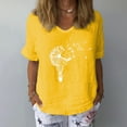 thumbnail image 2 of Babysbule Womens Tops Womens Short Sleeve Dandelions Printed V-Neck Tops T-Shirt Loose Casual Blouse, 2 of 3