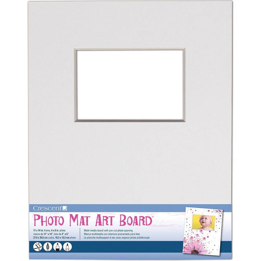 Photo Mat Art Board, 11" x 14", 1pk, White, Holds 4" x 6" Photo