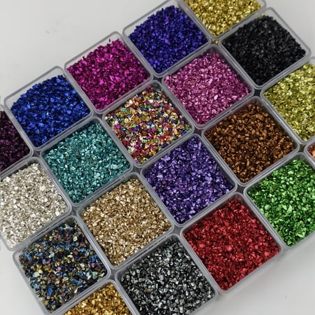 20 Colors, High-Quality Irregular Crushed Glass, 1-4Mm, Suitable for Nail Art Decoration, Resin Crafts, Jewelry Making, Home Decoration And Vase Filling, 98G
