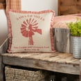thumbnail image 4 of VHC Brands Farmhouse Sawyer Mill Chambray Windmill Square Pillow, Red 18x18, 4 of 5