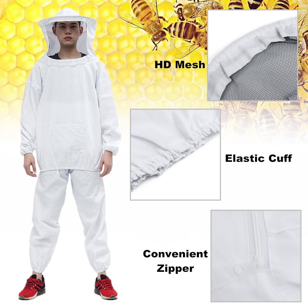 Beekeeper Bee Keeping Suit Jacket Safty Veil Hat Body Equipment Hood XL XXL XXXL 