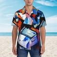 thumbnail image 2 of Sikiie Abstract Cubist Printer Print Men's Hawaiian Shirt, Summer Beach Button Pocket Short Sleeve T-Shirt,XX-Large, 2 of 7