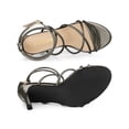 thumbnail image 4 of BLISSFUL STEP Women's Open Toe Strappy Straps Prom Stiletto Heels Sandals Gunmetal 10, 4 of 7
