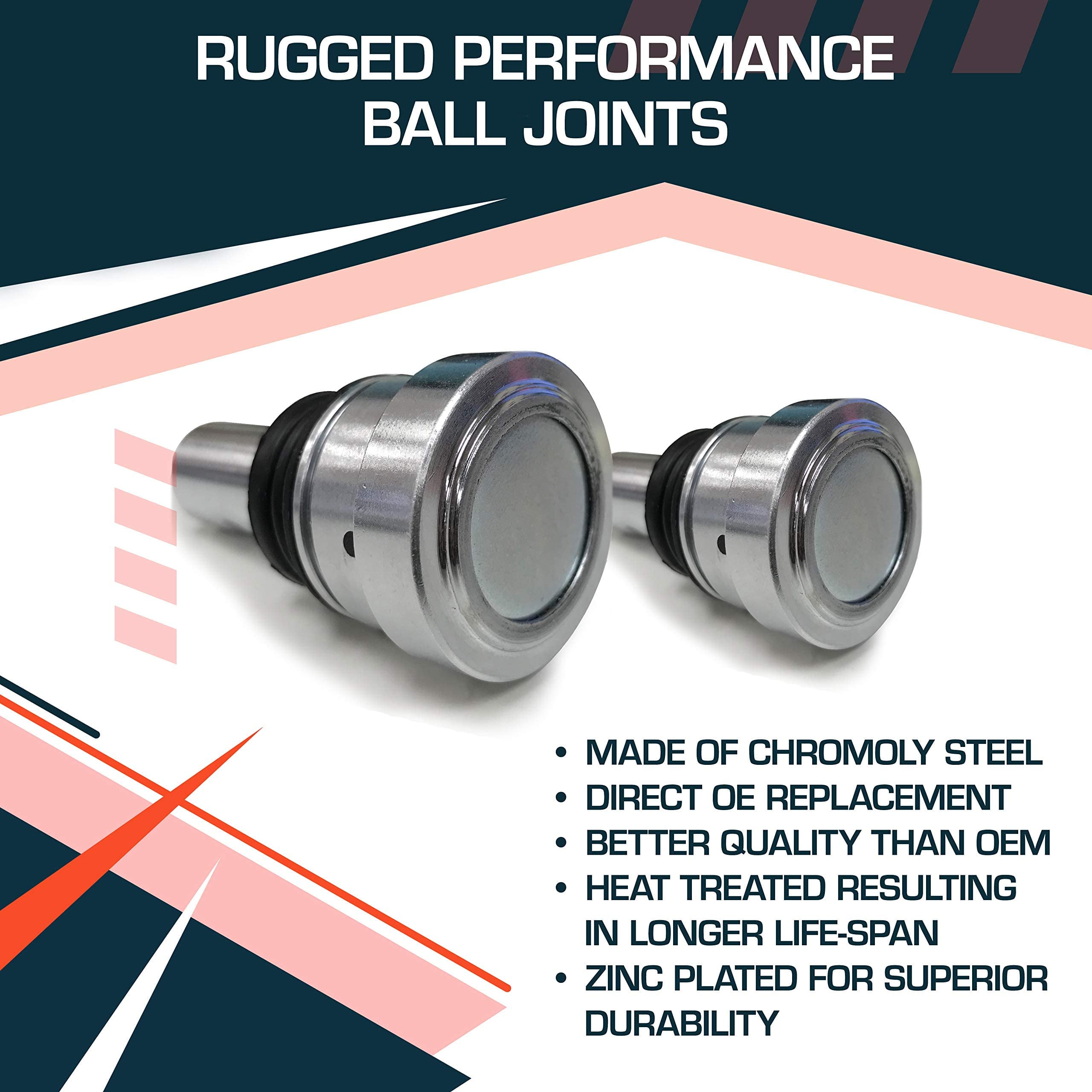 Rugged Lower/Upper Ball Joint for (2000-23) Kawasaki Mule/Prairie/KFX/Brute Force/Teryx4/Teryx/KAF, Made of Chromoly Steel, Zinc Plated for Longer Life Span, Heat Treated to Increase Strength