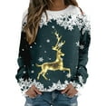 thumbnail image 1 of WEAIXIMIUNG Sweatshirts Grande Taille pour Femmes 3X Carcos Dames Décontracté Grand Cerf Doré Flocon de Neige Imprimé de Noël Col Rond Manches Longues Capuche Légère, 1 of 4