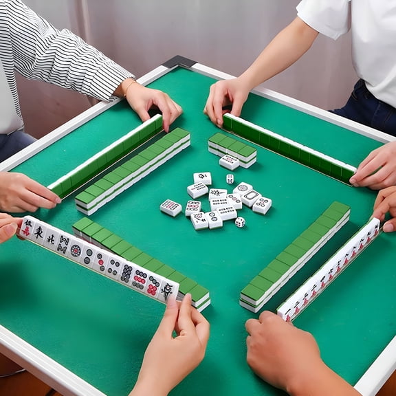 CYFW Mahjong Set with 144 Premium 24mm White Tiles with Portable Case chinese mahjong set