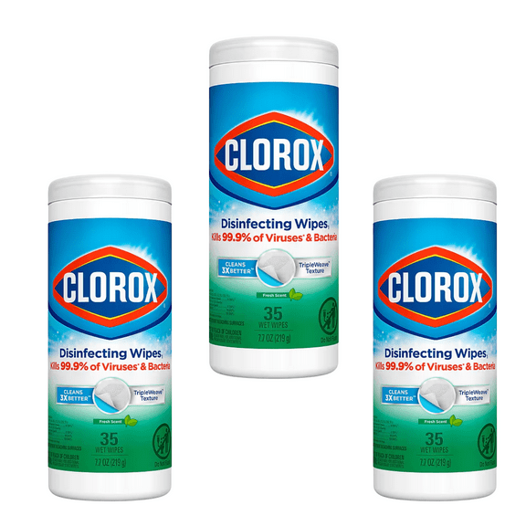 Clorox Disinfecting Wipes – Fresh Scent (35 x 3 Wet Wipes) – 3 Pack bottles