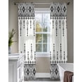 thumbnail image 4 of Black White Boho Sheer Curtains 63 Inch Length 2 Panels Set for Living Room/Bedroom, Vintage Ethnic Tribe Abstract Art Retro Kitchen Curtains Grommet Semi-Sheer Curtains Window Treatments 42"x63"x2, 4 of 7