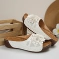 thumbnail image 4 of Miluxas Floral Cutout Women's Leather Soft Insole Arch Support Sandals , Retro Bohemian Wedge Slippers White 7.5(40), 4 of 7