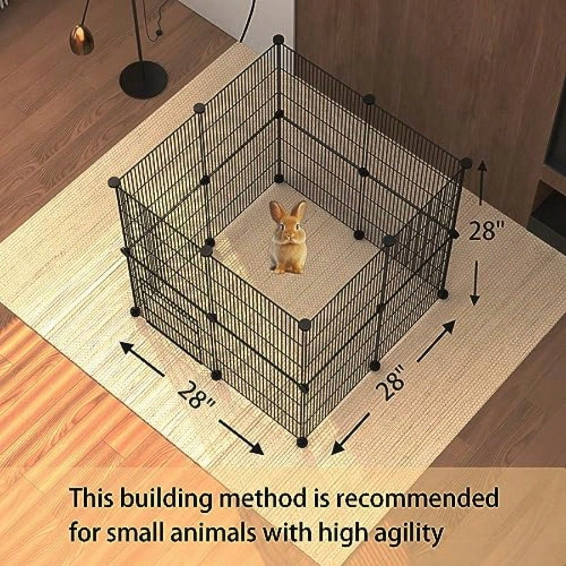 DIY Guinea Pig Cages with Waterproof Canvas Bottom,16 Panels Small Animal Cage Pet Playpen with Door for Bunny Turtle Hedgehog,Indoor Metal Wire Yard Fence Outdoor