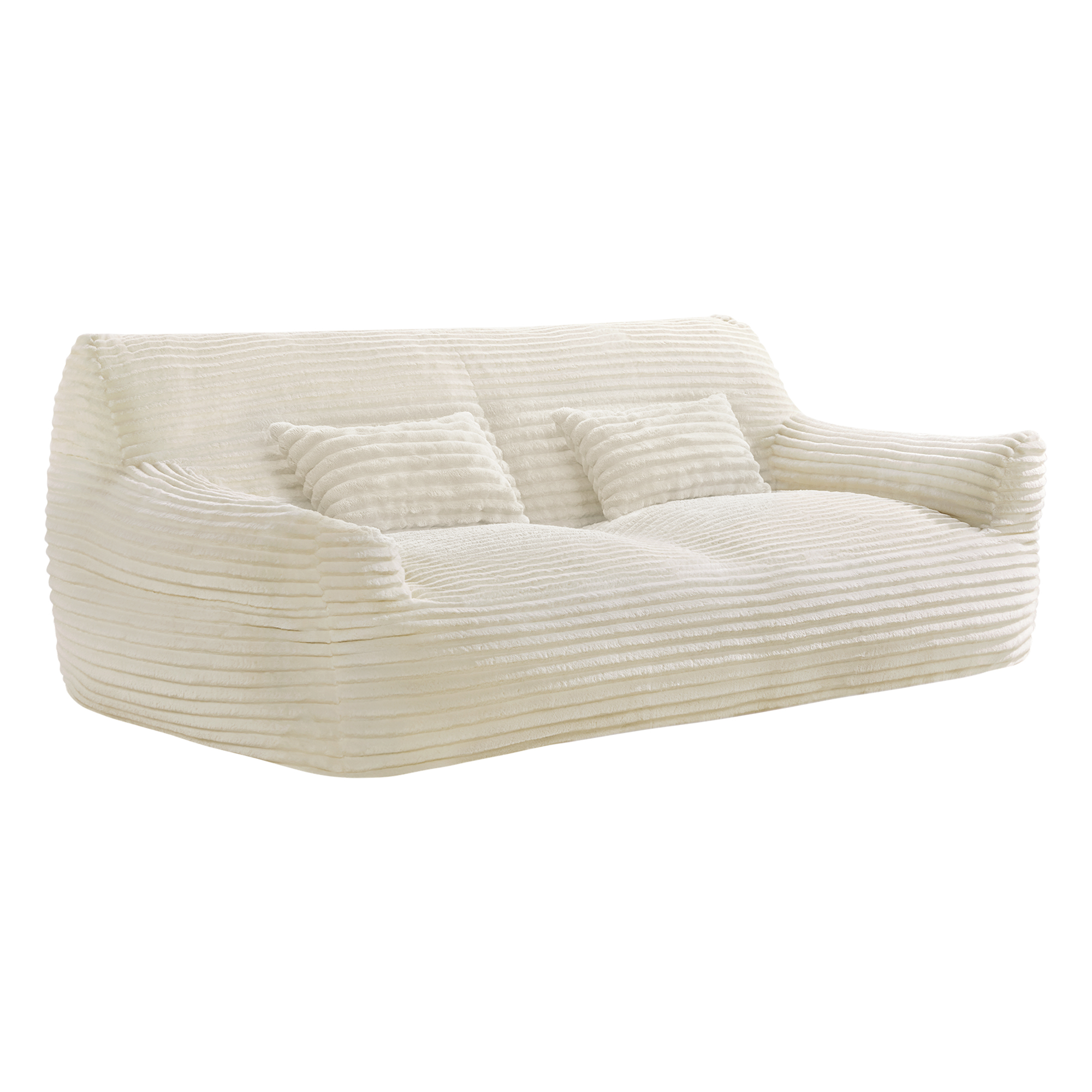 Spruce & Spring Ultra-Plush Fleece Lazy Sofa with Pillow & Blanket, Cozy Bean Bag Loveseat for Living Room & Bedroom, Ivory