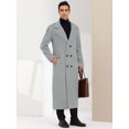 thumbnail image 3 of Unique Bargains Men's Winter Pea Coat Notch Lapel Double Breasted Solid Color Overcoat Gray S, 3 of 6