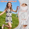 thumbnail image 5 of ZIATUBLES Aztec Feather Print Girls Summer Romper Ruffle Cap Sleeves One-Piece Short Jumpsuit Soft Comfort Kids Casual Playsuit with Pockets for 5-6 Y, 5 of 6