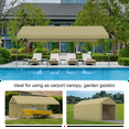 thumbnail image 2 of Grezjxc 10 x 20ft Steel Carport Heavy Duty Awning Car Canopy Tent with Side Walls for outdoor Truck Boat Car Port Party Storage(Beige), 2 of 11