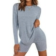 thumbnail image 5 of qolati Women's Two Piece Outfits 2024 Ribbed Knit Long Sleeve Pullover Top and Shorts Sweatpants Tracksuit Y2k Fall Clothes Pajamas Loungewear Matching Sets, 5 of 5
