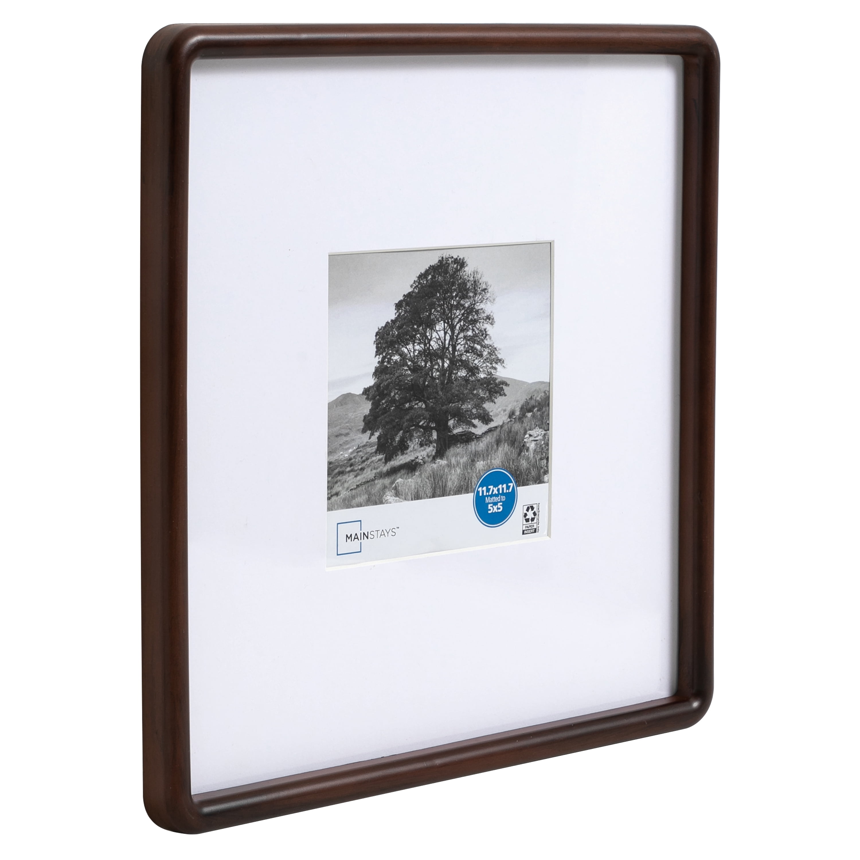 Mainstays – 5x5 Picture Frame – Brown Plastic Rounded Corners Matted Gallery Wall Photo Frame