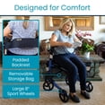 thumbnail image 3 of Andador con ruedas Vive Mobility - Andador médico plegable de 4 ruedas con asiento y bolsa - Ayuda de movilidad para adultos, personas mayores y personas con discapacidad (azul océano, bolsa negra), 3 of 5