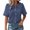 Dark Blue, variant on Womens Top Short Sleeve Cute Button Down Shirt Casual Loose Fit Solid Color Blouse All Season Comfortable Tops Daily Wear