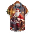 thumbnail image 2 of Mens Manga Corta Botón Abajo Camisas, Cuello de Vuelta Navidad Impresa Blusa, Top de Moda Casual, 2 of 4