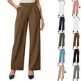 thumbnail image 5 of Women's Stretch Dress Pants - Business Casual Work Trousers With Pockets, Brown Size L, 5 of 5