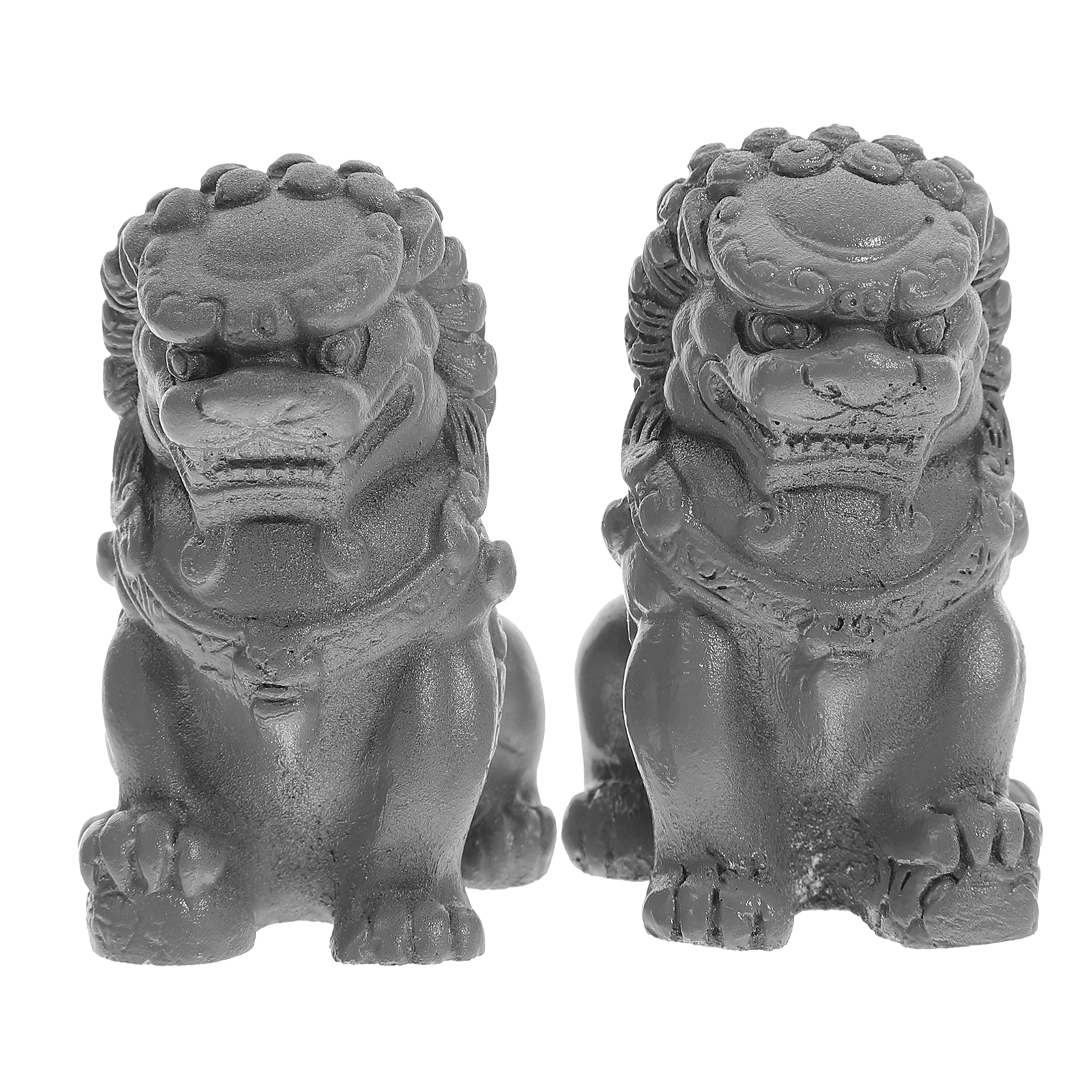 1 Pair of Mini Lion Statue Decorative Cement Lion Sculpture Lifelike Lion Figurine