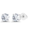 thumbnail image 2 of Decadence Solid 14K White Gold 5mm Round Created White Sapphire April Birthstone Screwback Stud Earrings, 2 of 5