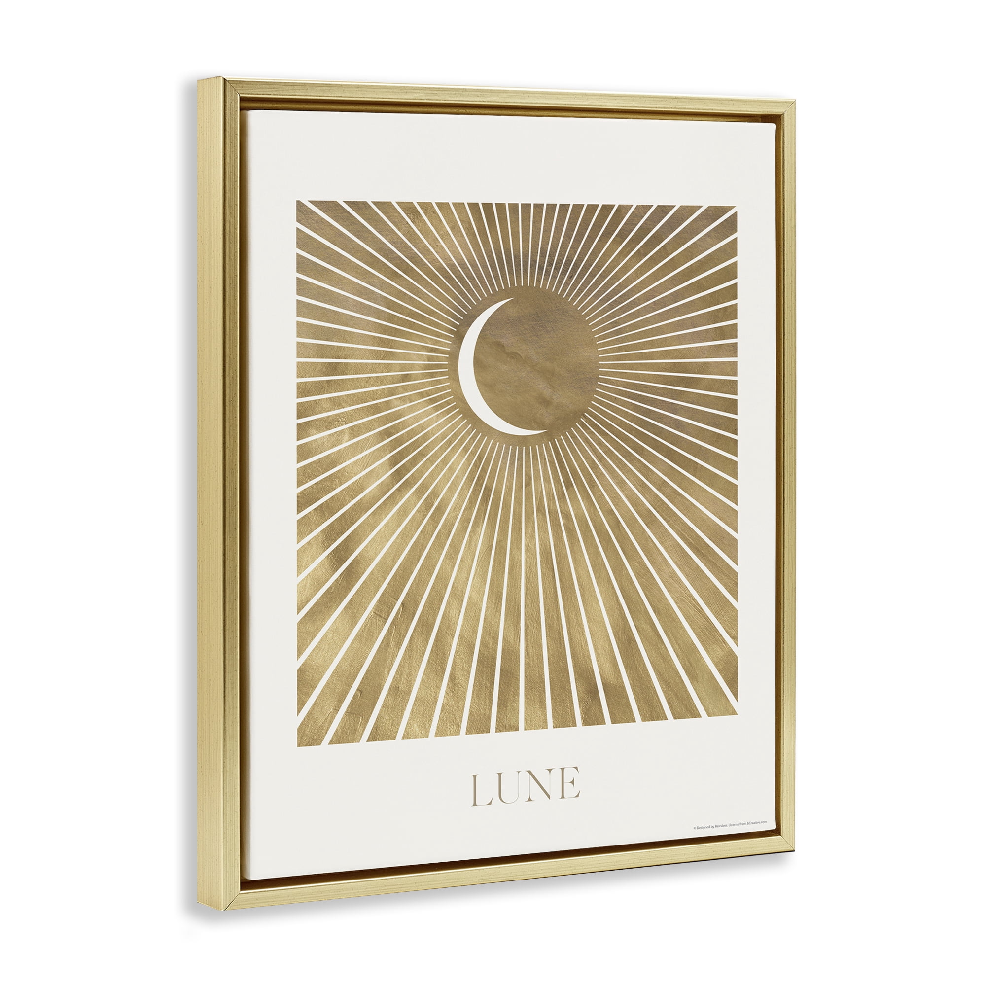 Stupell Industries Lune Boho Moon Astrology & Stars Painting Gold Floater Framed Canvas Art Print Wall Art, 25 x 31