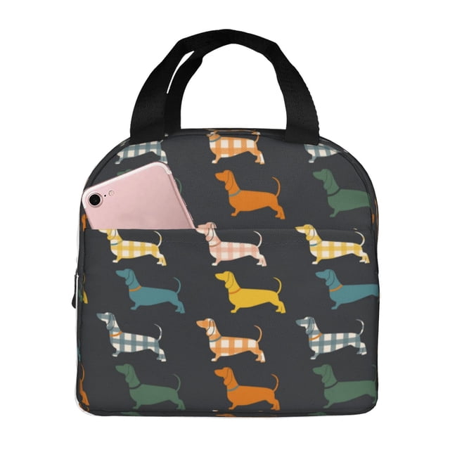 Disketp Plaid Dachshund Bolsa Térmica para Almuerzo para Hombre y Mujer, Ideal para Trabajo, Senderismo y Picnic
