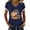 Dark Blue, variant on Punch the Monkey Women's V-Neck Tee, Cute Monkey Hugging Gorilla Graphic Top, Fashion Casual Short Sleeve T-Shirt for Women