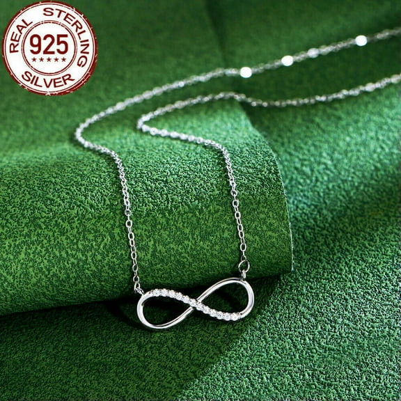 925 Sterling Silver CZ Infinity Symbol Chain Pendant Necklace Genuine 100% Gift