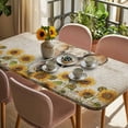 thumbnail image 3 of Vintage Elephants Table Cloths for 5 Foot Rectangle Tables, Spring Summer Sunflowers Daisy Floral Patio Waterproof Elastic Fitted Tablecloths, Washable Rectangular Table Cover for Camping, 3 of 8