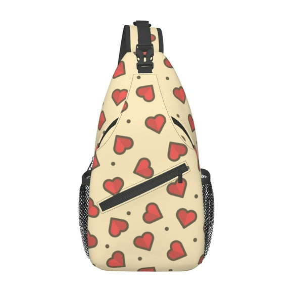 ZICANCN Abstract Cute Love Heart Crossbody Sling Bag for Men Women - Casual Shoulder Backpacks for Travel Sport Climbing Runners Daypack