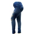 thumbnail image 2 of WOMENS PLUS SIZE DK BLUE Denim JEANS Skinny W/ BLACK LACE Distressed Pants N295B, 2 of 3