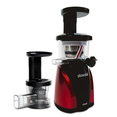Tribest Slowstar Vertical Slow Juicer and Mincer SW-2000, Cold Press Masticating Juice Extractor in Red and