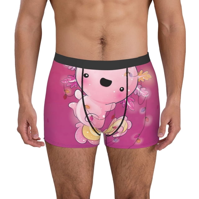 Balery Cute Pink Axolotl A Calzoncillos bóxer para hombre, ropa interior de algodón suave y transpirable con cinturilla de nailon-XX-Large