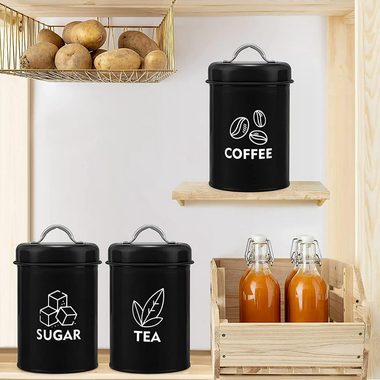 Set 3 Tea Coffee Sugar Kitchen Storage Canister