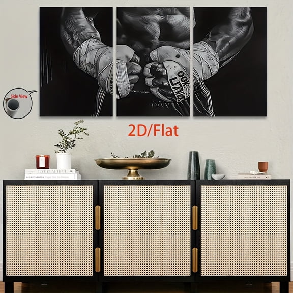 2D Flat, [JIT]3pcs/set, 2D Flat canvas paintings- frameless, Abstract Boxing - Themed Canvas Art for Modern Home Decor Posters and prints, Halloween gifts, Christmas gifts, home decor, holiday gifts