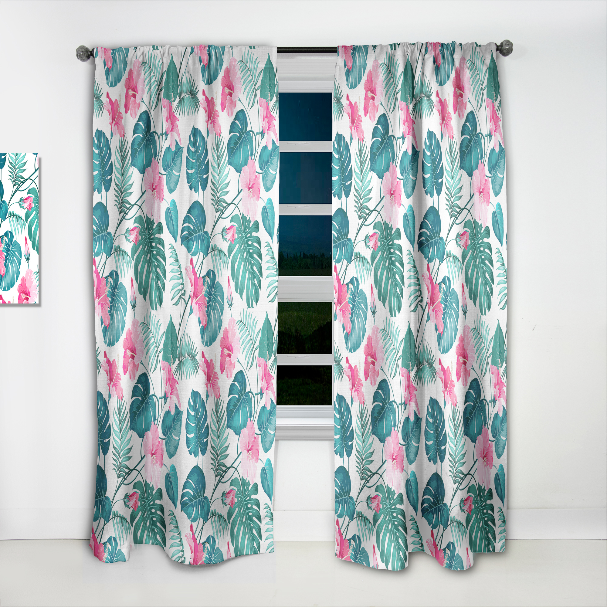 Designart 'Flowers and Tropical Botanicals I' Mid-Century Modern Curtain Panel