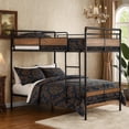 thumbnail image 4 of Queen Over Queen Size Metal Bunk Bed with Ladder, Black and Brown, 4 of 4