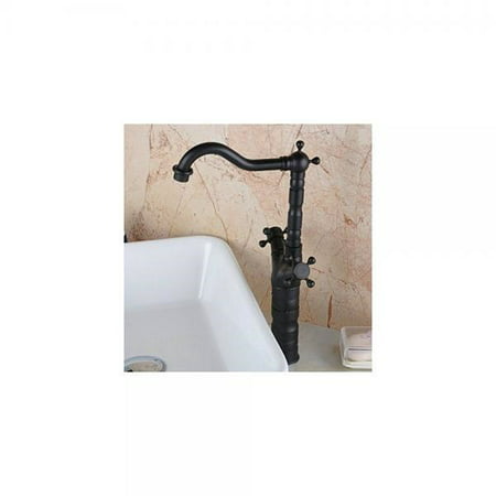 Hiendure Centerset Two Handles Brass Bathroom Vessel Sink Lavatory Faucet Oil Rubbed Bronze