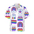 thumbnail image 3 of Camisetas con la bandera del arcoíris LGBT para hombres y mujeres, camisetas con estampado 3D, personalidad, solapa fresca, botón único, blusas de verano de manga corta, 3 of 5