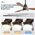 thumbnail image 2 of Sofucor 48 Inch Smart Ceiling Fan with Lights and Remote/APP Control, Compatible with Alexa/Google, 3 Blade Brown Black Solid Wood Low Profile Ceiling Fan for Indoor Outdoor Bedroom Farmhouse Patio, 2 of 8