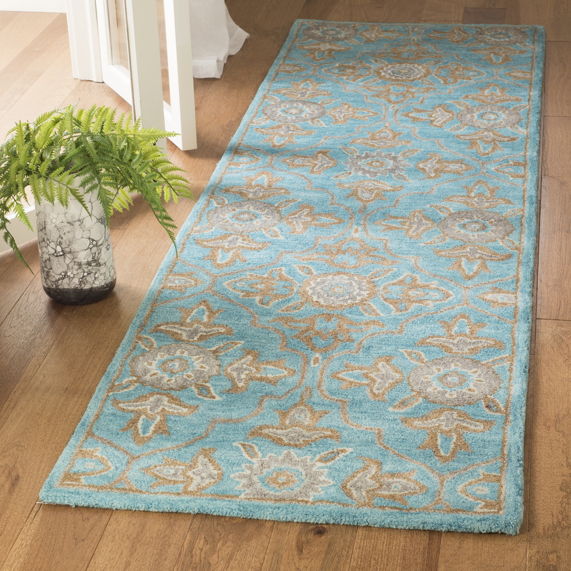 SAFAVIEH Heritage Adams Floral Wool Runner Rug, Turquoise/Multi, 2'3" x