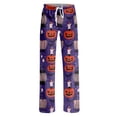 thumbnail image 4 of Soft Pajamas for Women Halloween Spooky Pumpkin Print Loose Drawstring Pj Bottoms, 4 of 5