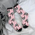 thumbnail image 5 of Hirioo French Bulldog Pattern Adult Middle Tube Socks Breathable Sock Non-Pilling,Contrasting Color Design, 5 of 6