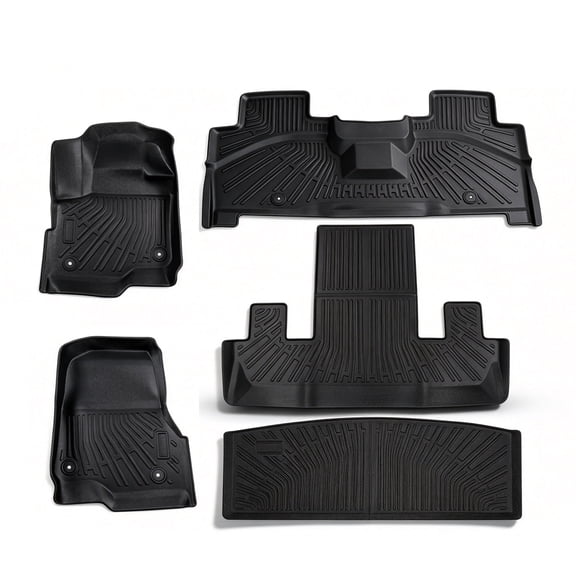Findmall TPE Floor Mats   Cargo Liner 5Pcs Replacement for Ford Expedition/Max 2018-2024 All Weather Anti-Slip Black