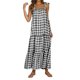 thumbnail image 2 of SAYOO Vestido largo sin mangas para mujer, estampado a cuadros, con lazo, sin espalda, vestido holgado SAYOO S-XL, 2 of 10